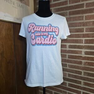 Social Edition Girls Running Late Is My Cardio Graphic Tee Size S 4-6